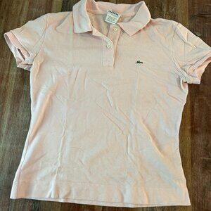 Pink women's Lacoste pique polo Size 38 Short Sleeve Cotton F4811 Lav2 Button
